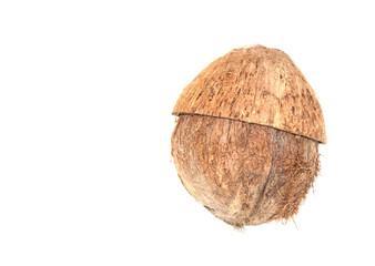 Coconut shell whole isolated on white background.