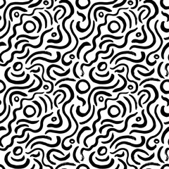 Fototapeta premium Seamless pattern with waves and curly lines. Simple geometric texture.&nbsp;