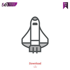 Outline space_shuttle icon isolated on white background. Line pictogram. Graphic design, mobile application, logo, user interface. Editable stroke. EPS10 format vector illustration