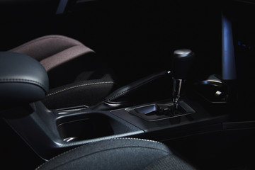 Fototapeta na wymiar automatic transmission shift selector in the car interior