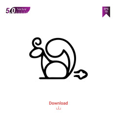 Outline snail icon isolated on white background. Line pictogram. Graphic design, mobile application, logo, user interface. Editable stroke. EPS10 format vector illustration