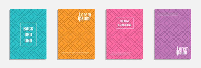 Colorful and modern cover design. Set of geometric pattern background