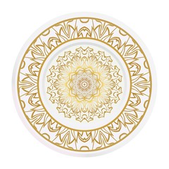 decorative plates for interior design. Empty dish, porcelain plate mock up design. Vector illustration. Decorative plates with Mandala ornament patterns. Home decor background.