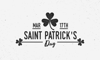 Saint Patrick's day logo, label, emblem. St.Patrick's day logo template with shamrock clover. Vintage style. Vector illustration