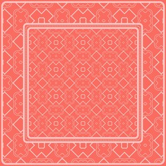 Design Of A Scarf With A Geometric Pattern . For Tablecloth, Fabric, Covers, Scrapbooking, Bandana, Pareo, Shawl. Vector Illustration. Rose color