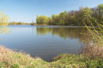 Fototapeta na wymiar Spring at the lake. East Moravia. Czech Republic. Europe.