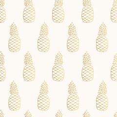 Golden pineapple pattern. Tropical summer design.