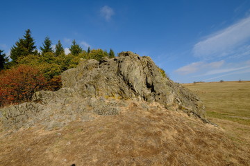Wasserkuppe und  Pferdskopf in der Rhön im Herbst, Biosphärenreservat Rhön, Hessen, Deutschland