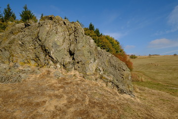 Wasserkuppe und  Pferdskopf in der Rhön im Herbst, Biosphärenreservat Rhön, Hessen, Deutschland