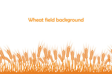 Vector silhouette of wheat. Wheat in the field on a white background