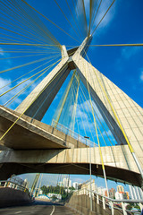 Obraz premium Modern architecture. Modern bridges. Cable-stayed bridge in the world, Sao Paulo Brazil, South America. 