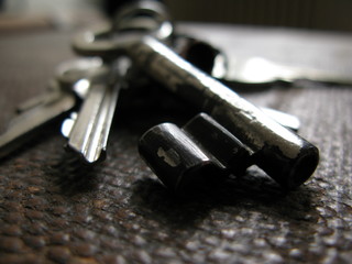 Macro Shot of Old Key on a Key Chain with shallow depth of field - selective focus