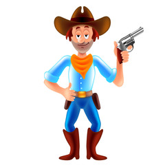 Cartoon cowboy wild west man isolated vector illustration