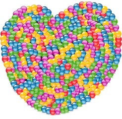 Fototapeta na wymiar heart made of colorful candies isolated on white