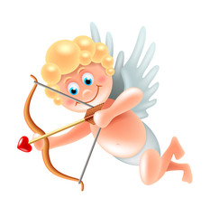 Cartoon cute cupid angel isolated vector illustration