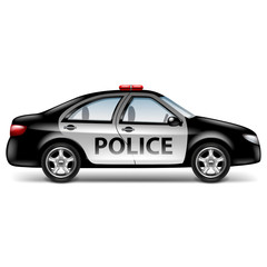 Police car profile isolated on white vector illustration