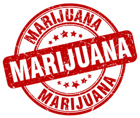 marijuana red grunge round vintage rubber stamp