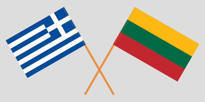 Greece and Lithuania. The Greek and Lithuanian flags. Official colors. Correct proportion. Vector