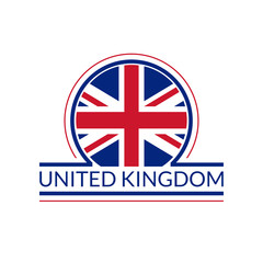 UK flag icon. The United Kingdom circle logo or badge. British round banner. Union Jack flag emblem. Vector illustration.