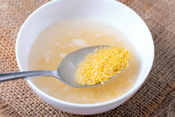Millet in a bowl. Prepare millet for meals