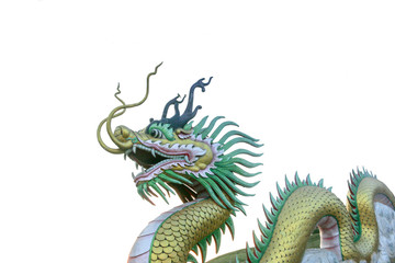 Chinese style dragon statue isolated with white background - 247025378