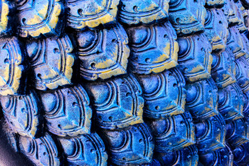 Close up art of Thai design pattern of Naga scales. - 247026115