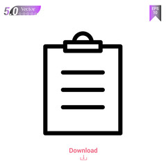 Outline clipboard icon isolated on white background. Line pictogram. Graphic design, mobile application, logo, user interface. Editable stroke. EPS10 format vector illustration