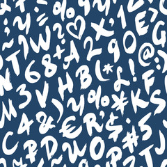 Seamless background with alphabet handwritten lettering vector font.