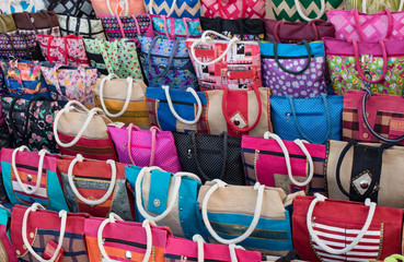 The color of bags displayed ina array