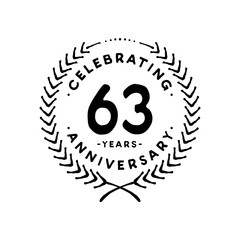 63 years design template. 63rd vector and illustration 