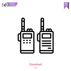 Outline walkie-talkie icon isolated on white background. Line pictogram. Graphic design, mobile application, logo, user interface. Editable stroke. EPS10 format vector illustration