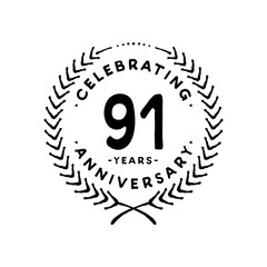 91 years design template. 91st vector and illustration 