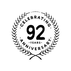 92 years design template. 92nd vector and illustration 