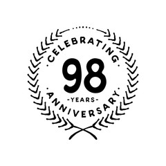 98 years design template. 98th vector and illustration 