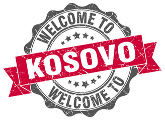 Obraz premium Kosovo round ribbon seal