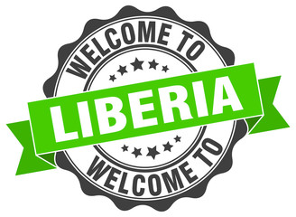 Obraz premium Liberia round ribbon seal