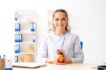 Young female doctor cardiologist sitting at the hospital 