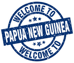 welcome to Papua New Guinea blue stamp