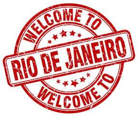 welcome to Rio De Janeiro red round vintage stamp