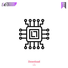 Outline microchip icon isolated on white background. Line pictogram. Graphic design, mobile application, logo, user interface. Editable stroke. EPS10 format vector illustration
