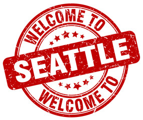 welcome to Seattle red round vintage stamp