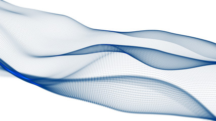 The embodiment of light fantasies. Flying ribbons in space. Network connection structure. Abstract digital banner. 3D rendering.