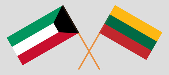 Kuwait and Lithuania. The Kuwaiti and Lithuanian flags. Official colors. Correct proportion. Vector