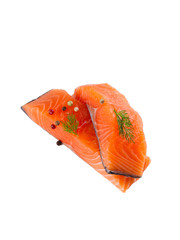 Fresh salmon fish isolated on white background without shadow - Image