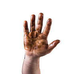  dirty male hand on white background