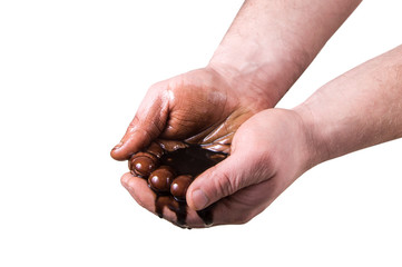  dirty male hand on white background