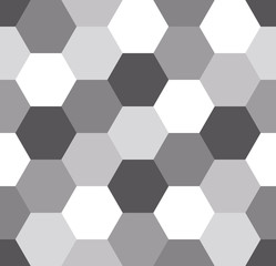Hexagon seamless pattern. Geometric texture of gray cell shapes.