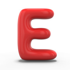 Letter E made of inflatable balloon isolated on white background. 3D