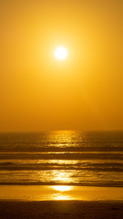 Fototapeta na wymiar Sunset over the main beach of Agadir