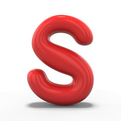 Letter S made of inflatable balloon isolated on white background. 3D